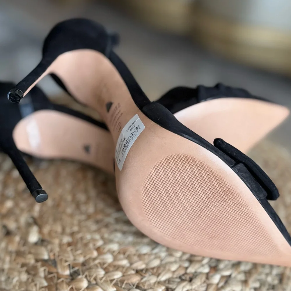 Black suede distressed stilettos heels - Picture 6 of 12